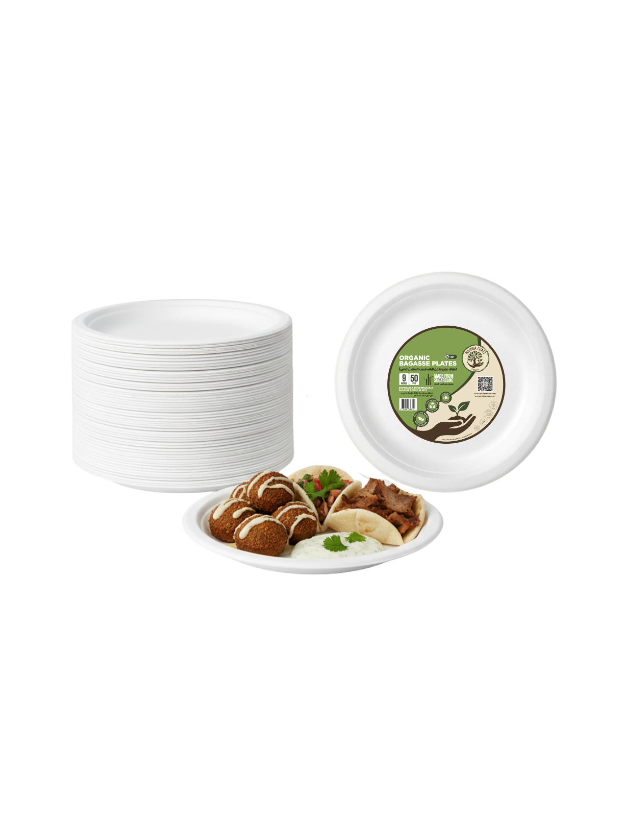 Bagasse Disposable Round Plates - 9 inch