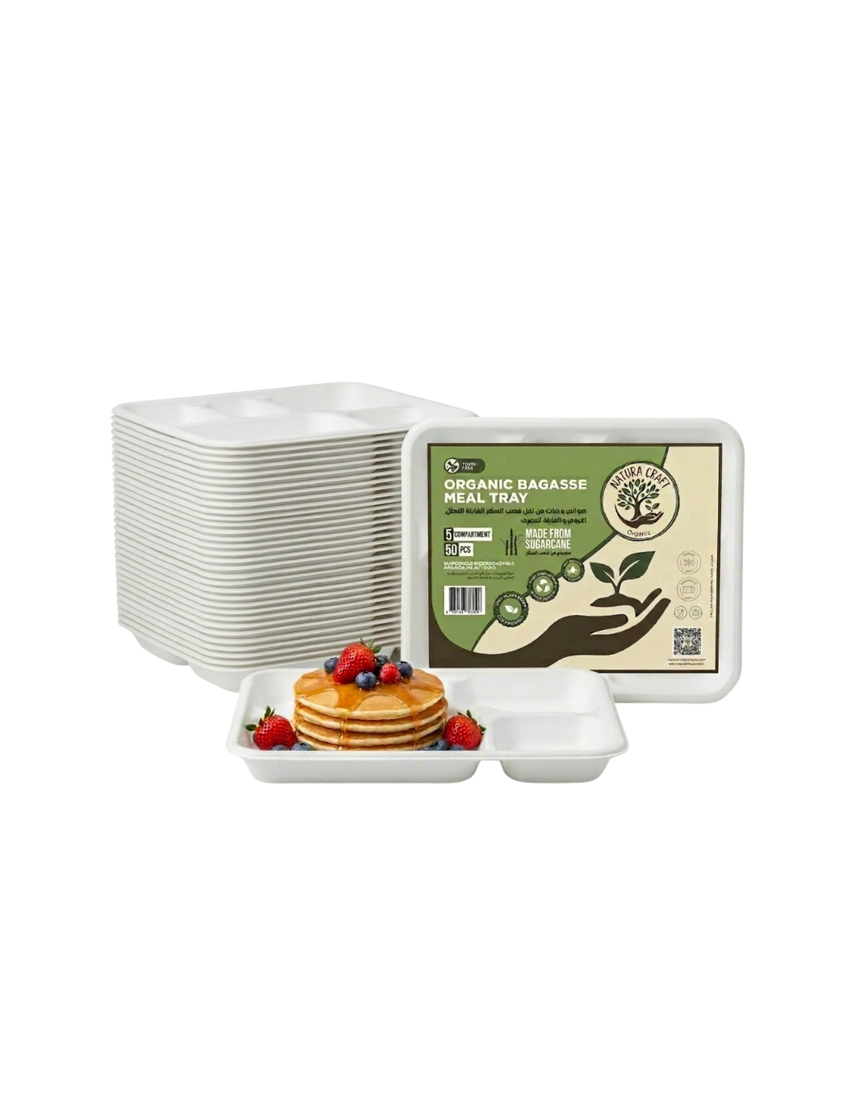 5 Compartment Bagasse Disposable Meal Tray