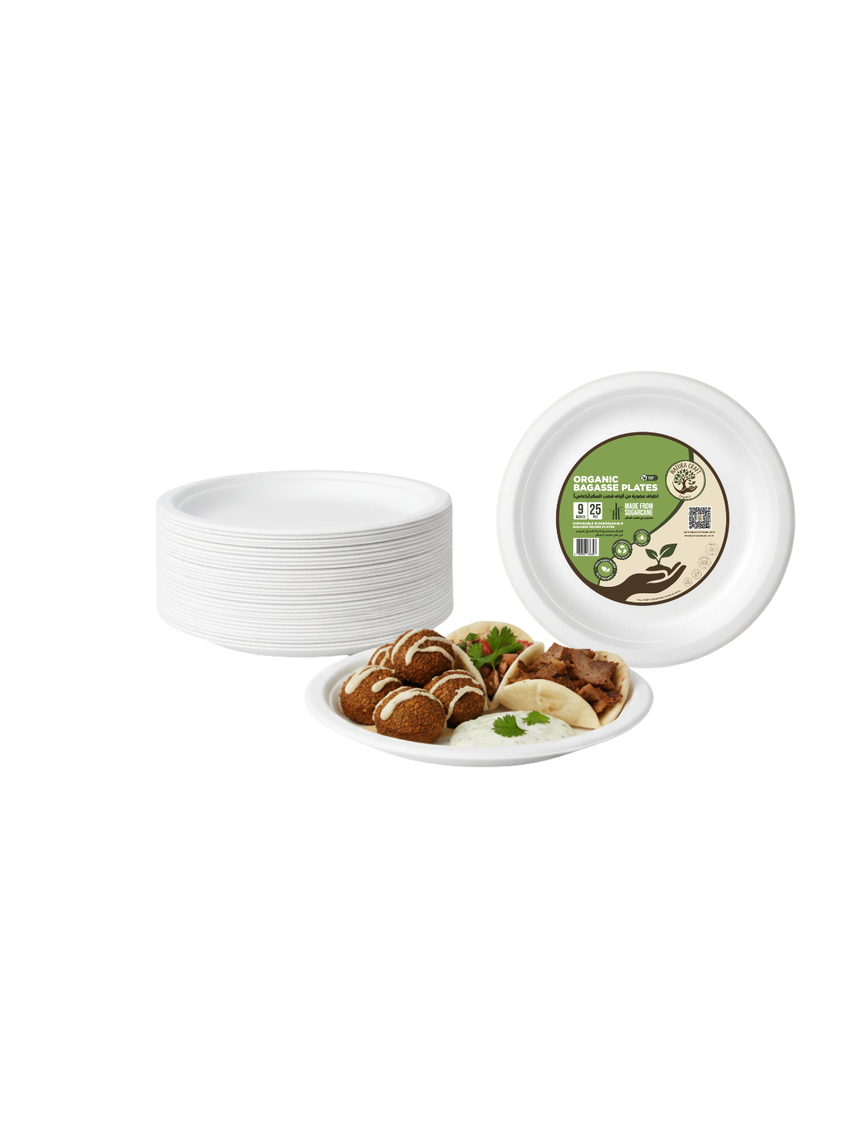 Bagasse Disposable Round Plates - 9 inch