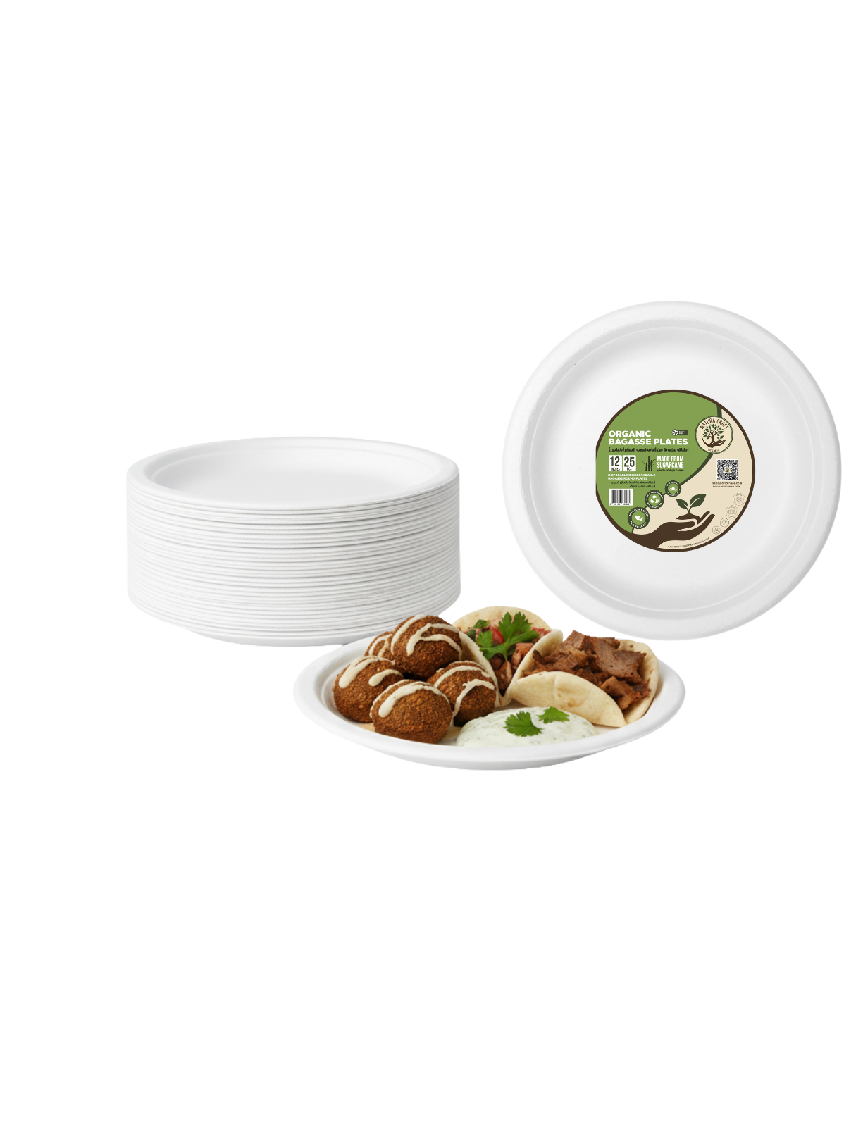 Bagasse Disposable Round Plates - 12 inch-1