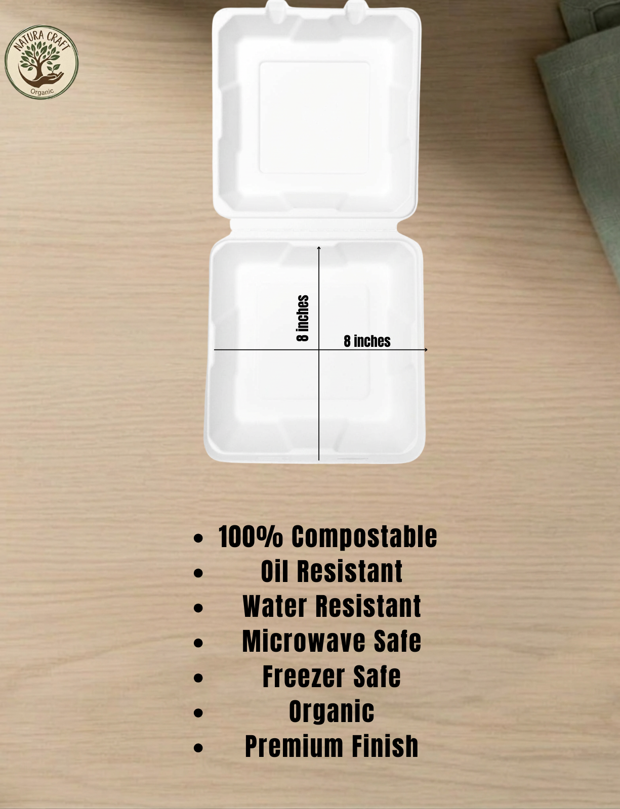 Bagasse Clamshell - 8x8"-3