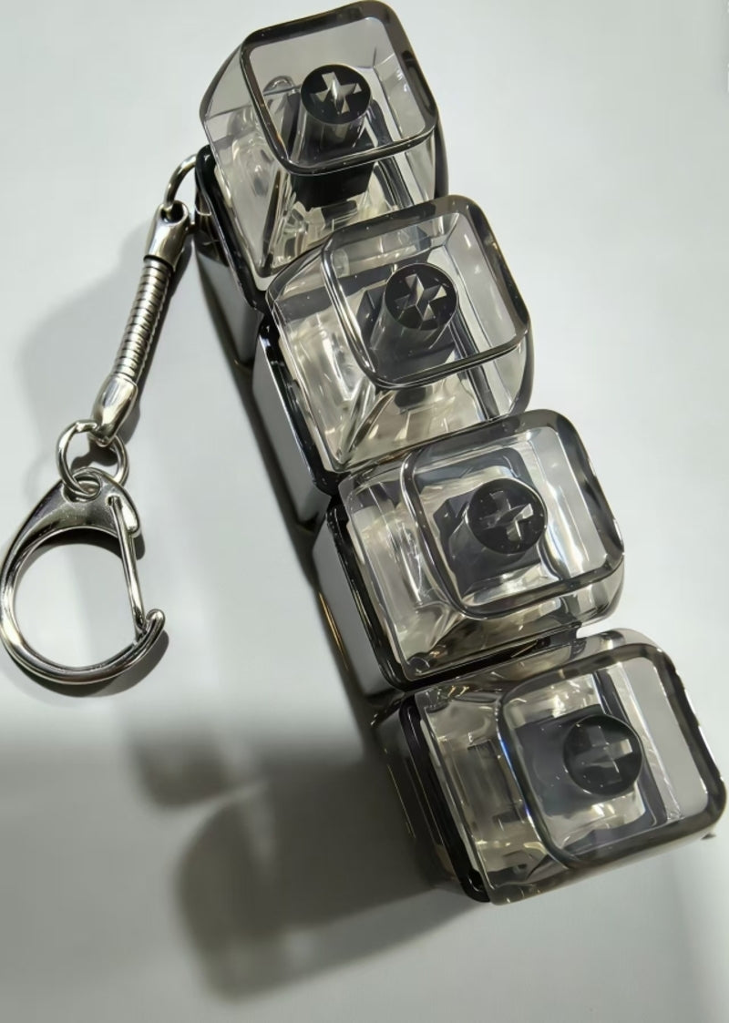 4 Key Light Up Black Keycap Keychain-7