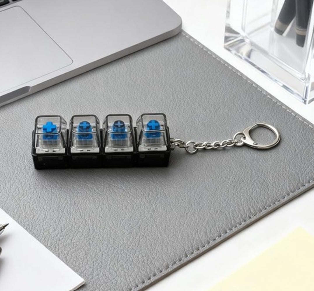 4 Key Light Up Black Keycap Keychain-2