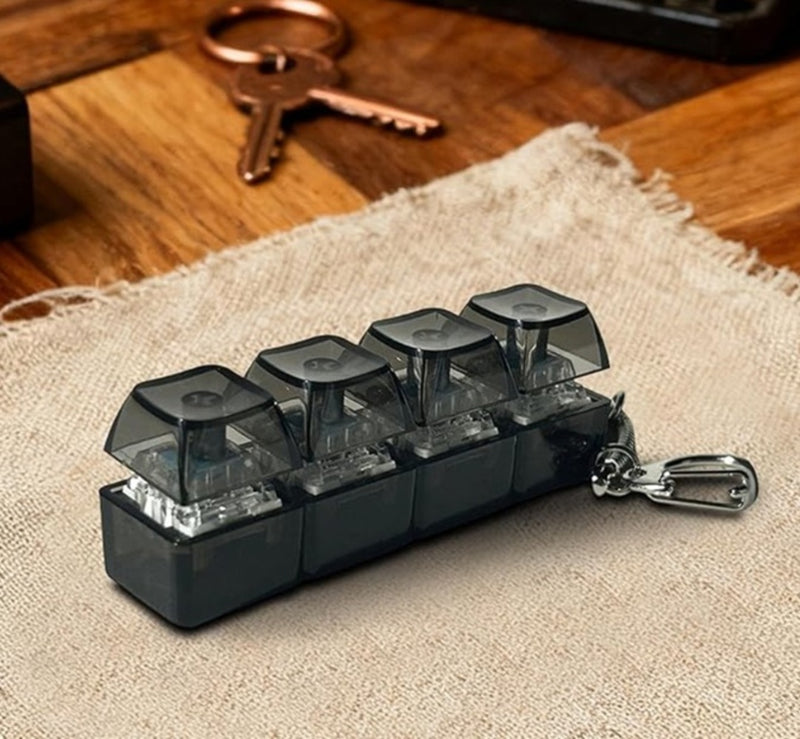 4 Key Light Up Black Keycap Keychain-3