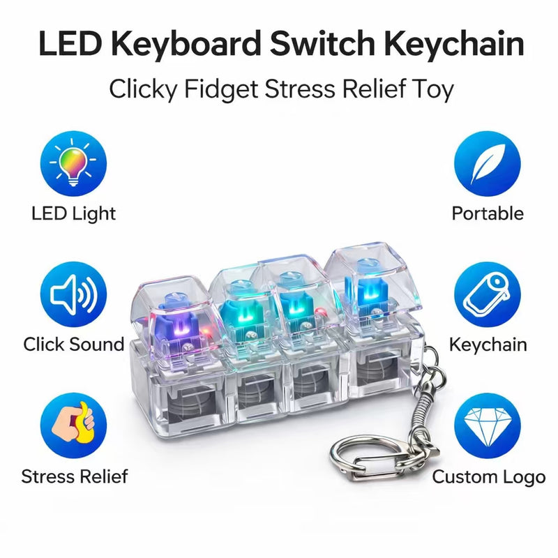 4 Key Light Up Transparent Keycap Keychain-2