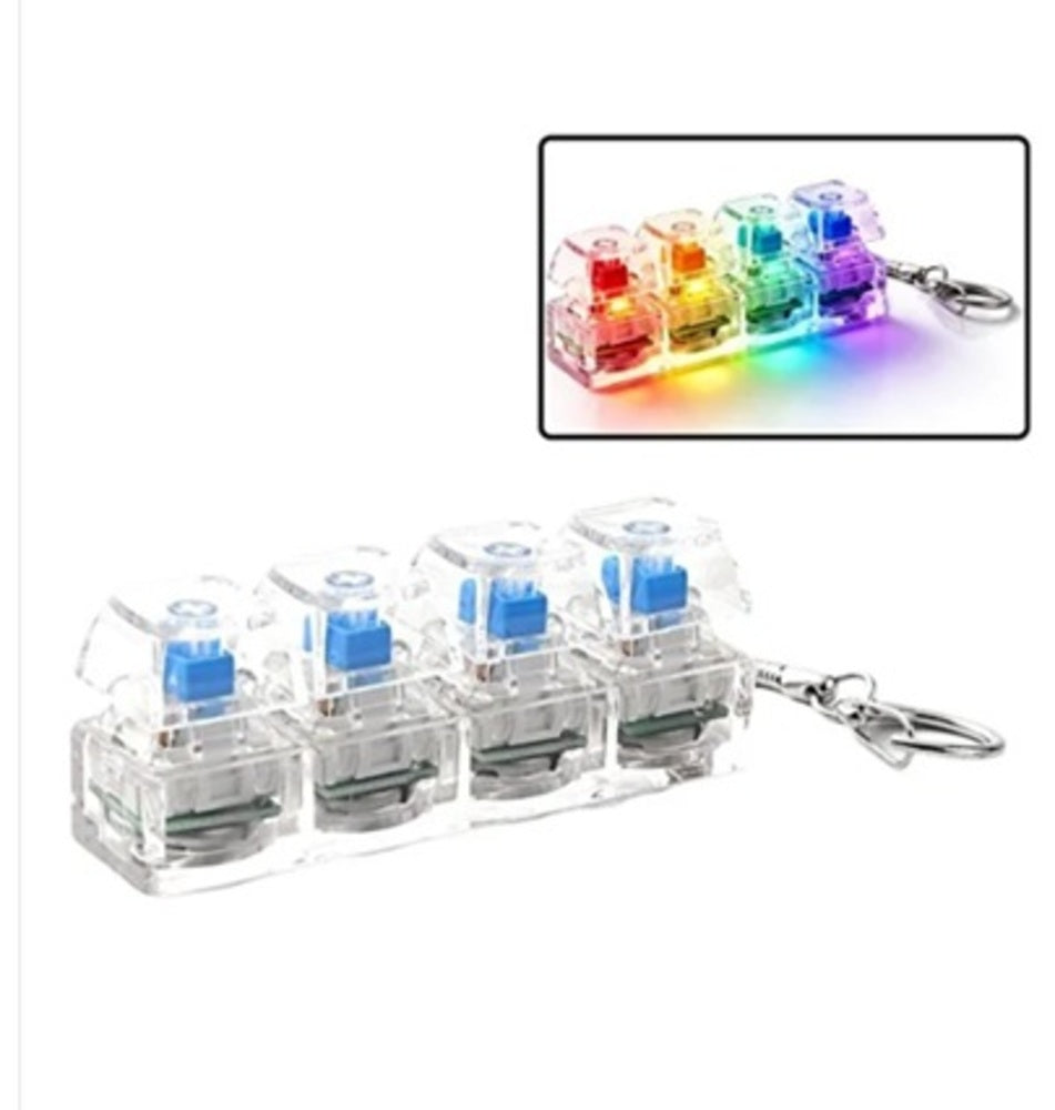 4 Key Light Up Transparent Keycap Keychain