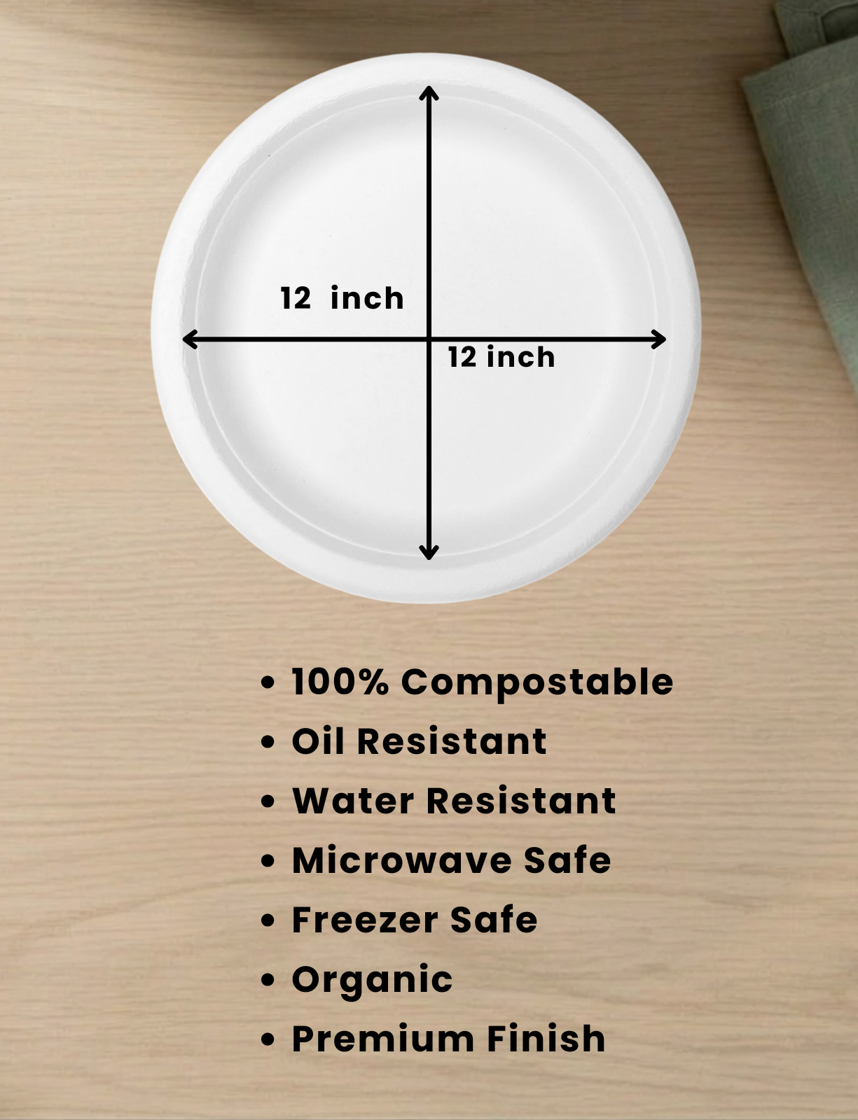 Bagasse Disposable Round Plates - 12 inch-4