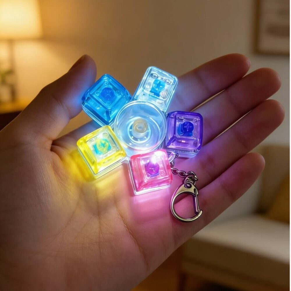 5 Key Light Up Spinning Top Keychain-9