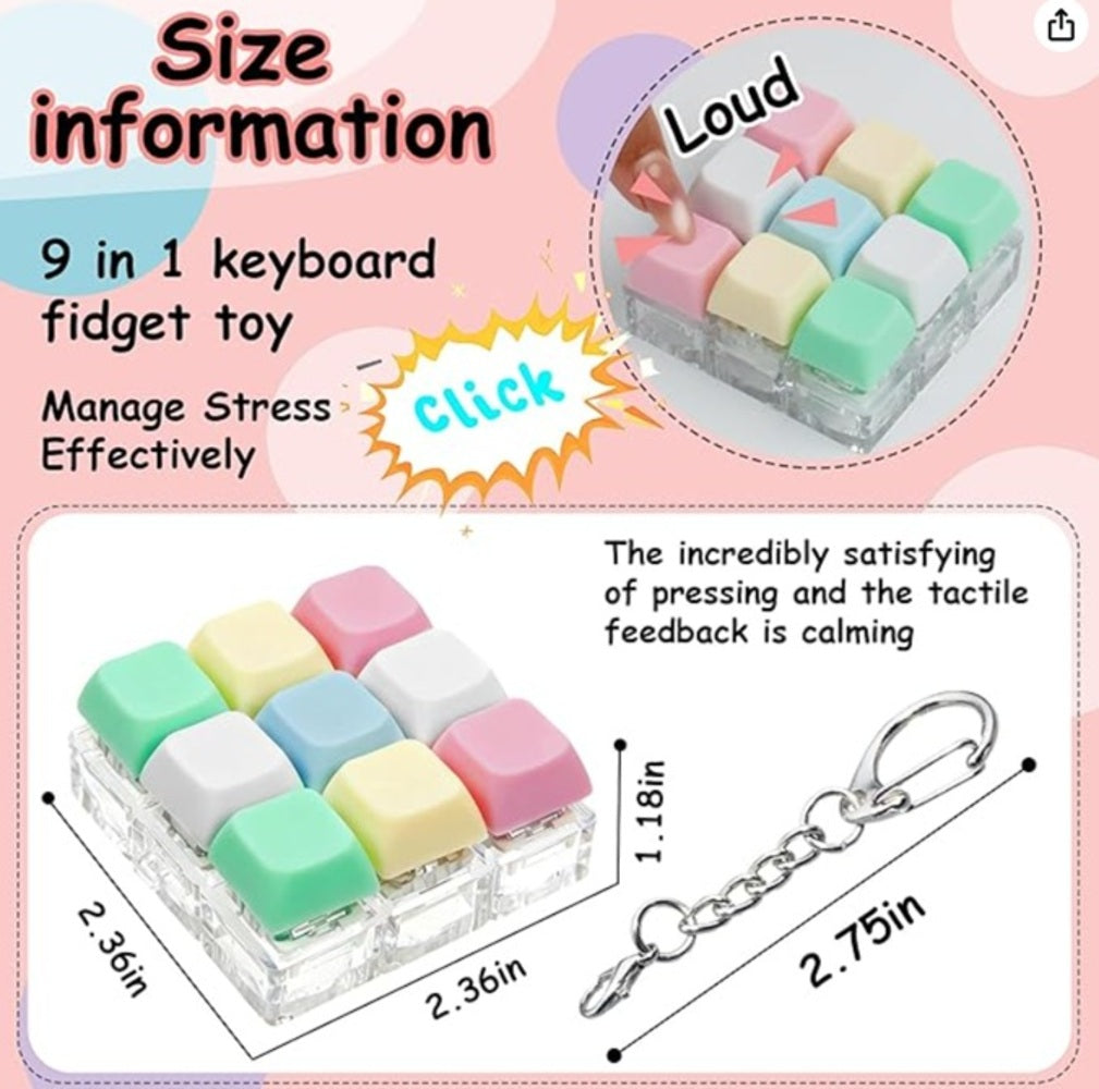 9 Key Light Up Macaron Keycap Keychain-3