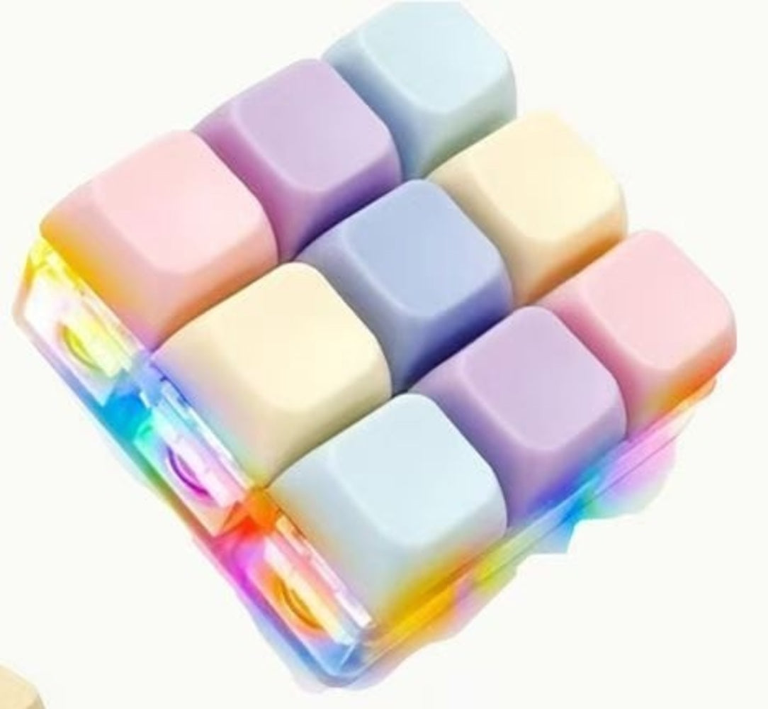 9 Key Light Up Macaron Keycap Keychain