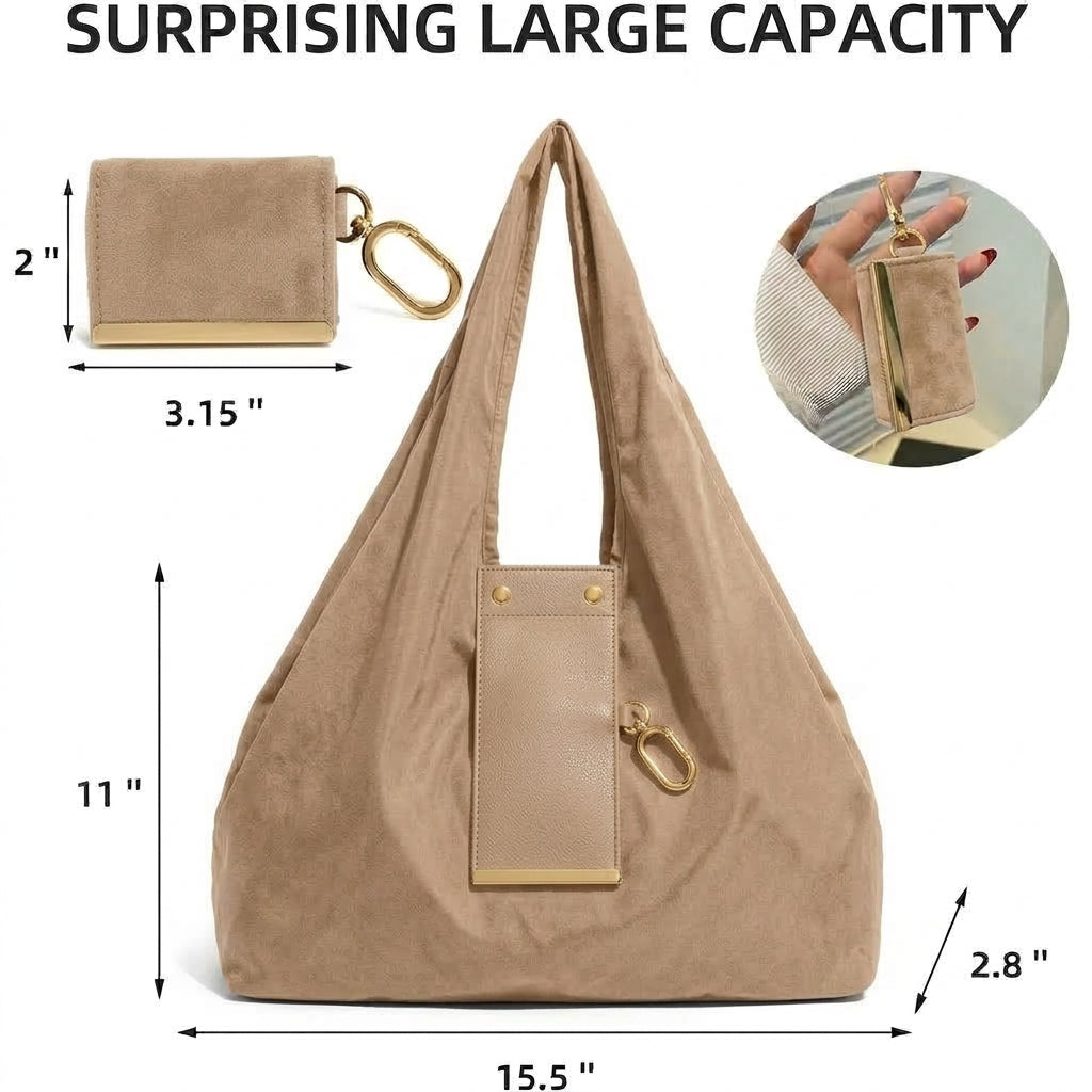 Women’s Large Tote Bag, Stylish Shoulder Handbag, Everyday Shopping & Casual Bag - Beige-6