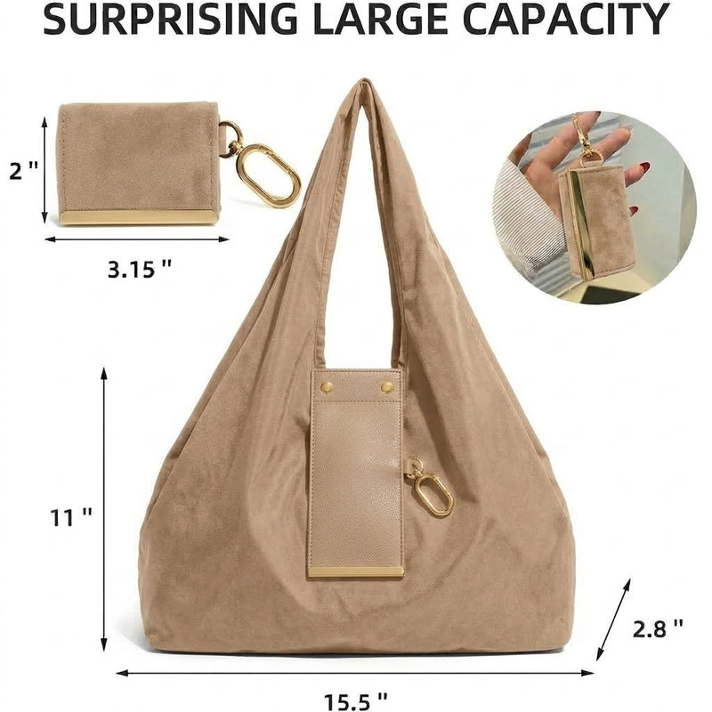Women’s Large Tote Bag, Stylish Shoulder Handbag, Everyday Shopping & Casual Bag - Beige-6
