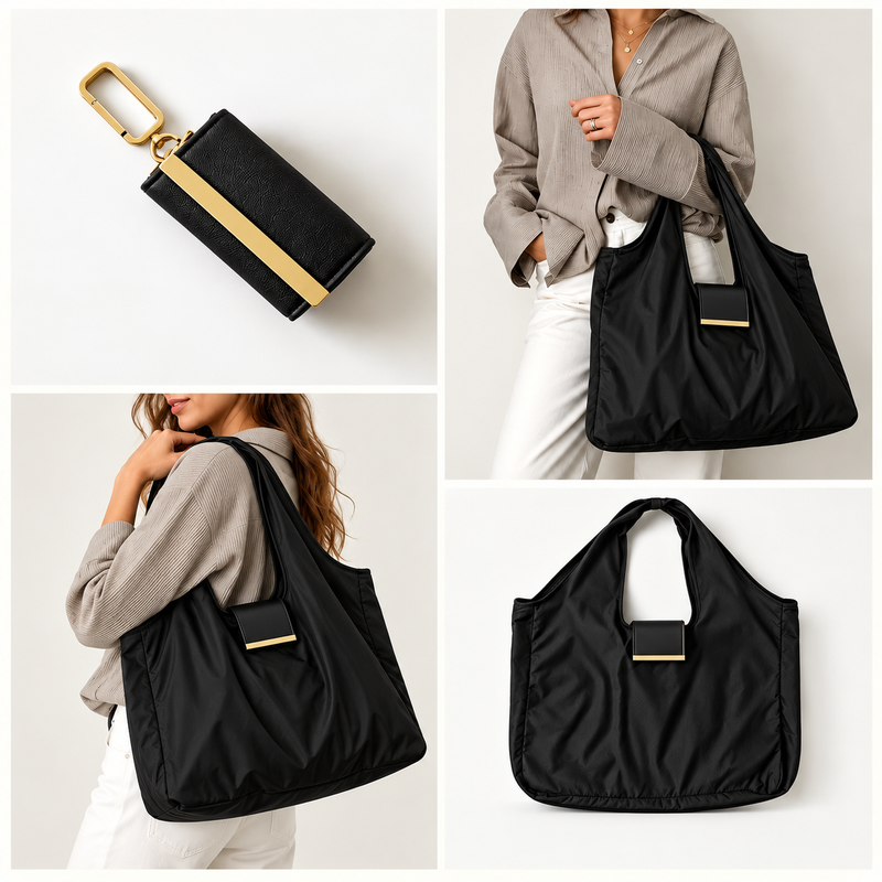 Women’s Large Tote Bag, Stylish Shoulder Handbag, Everyday Shopping & Casual Bag - Black-1