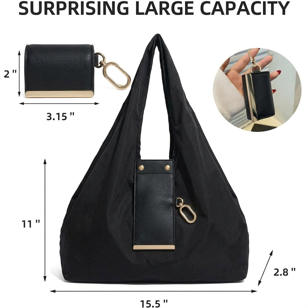 Women’s Large Tote Bag, Stylish Shoulder Handbag, Everyday Shopping & Casual Bag - Black-6