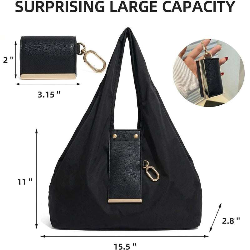 Women’s Large Tote Bag, Stylish Shoulder Handbag, Everyday Shopping & Casual Bag - Black-6