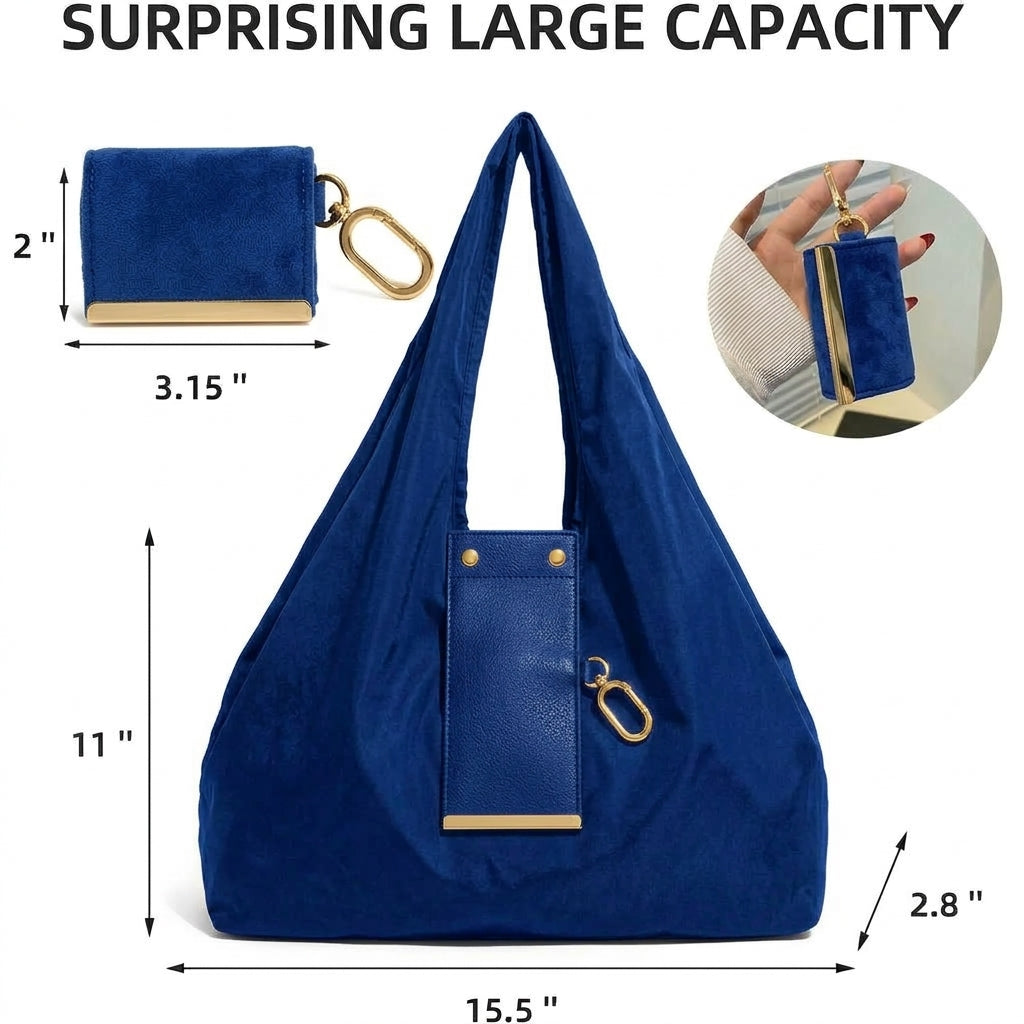 Women’s Large Tote Bag, Stylish Shoulder Handbag, Everyday Shopping & Casual Bag - Blue-6