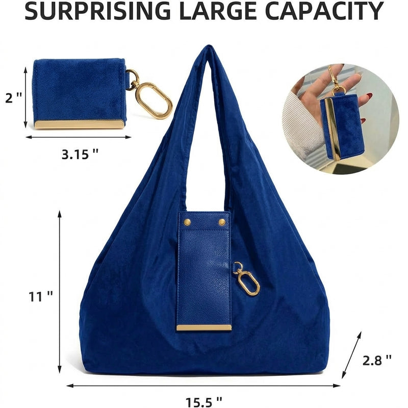 Women’s Large Tote Bag, Stylish Shoulder Handbag, Everyday Shopping & Casual Bag - Blue-6