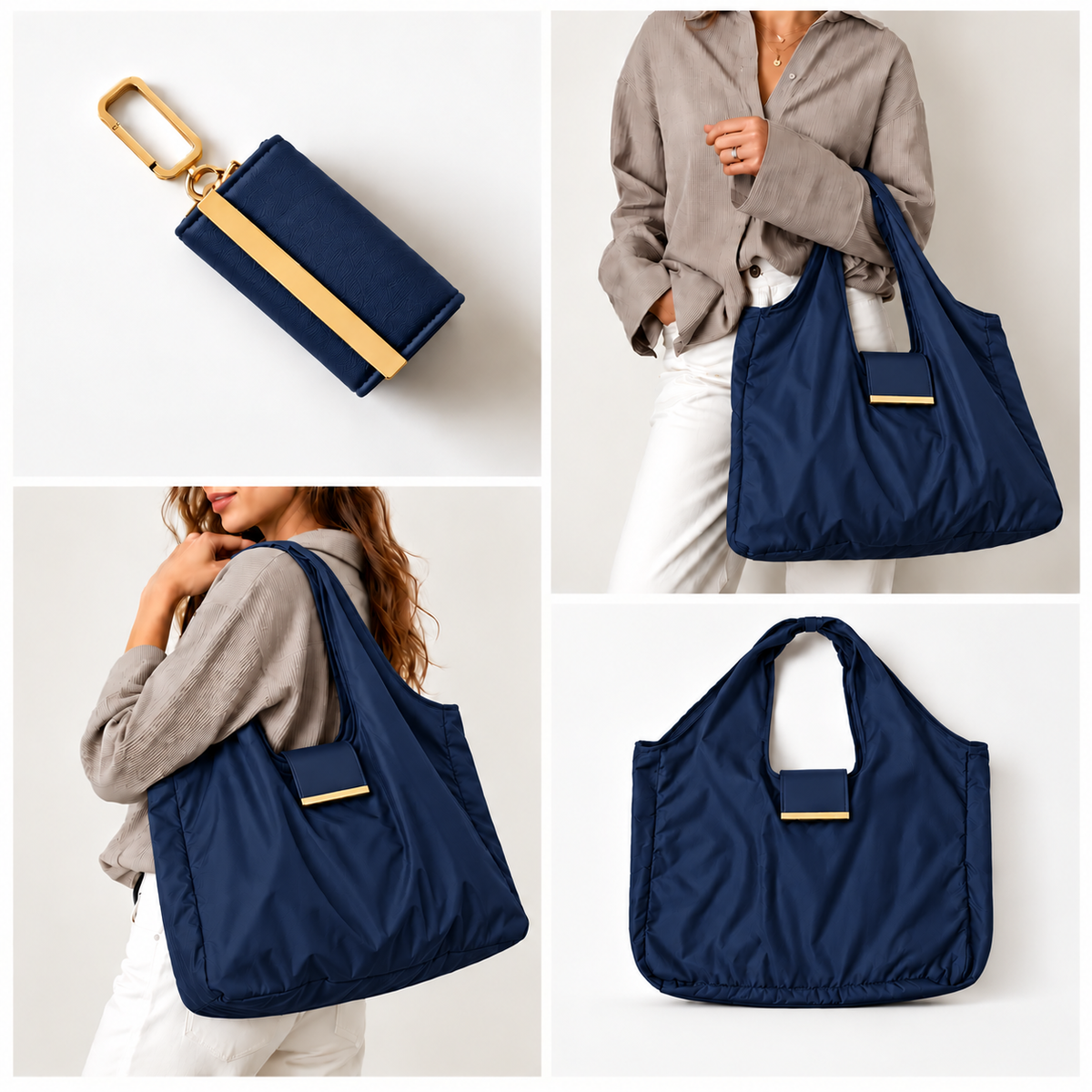 Women’s Large Tote Bag, Stylish Shoulder Handbag, Everyday Shopping & Casual Bag - Blue-1
