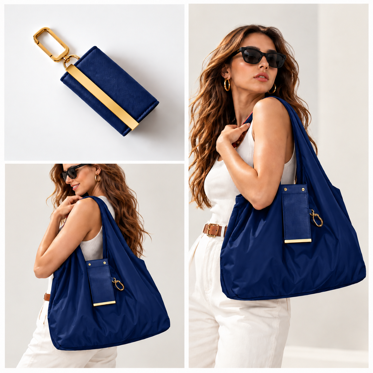Women’s Large Tote Bag, Stylish Shoulder Handbag, Everyday Shopping & Casual Bag - Blue-3