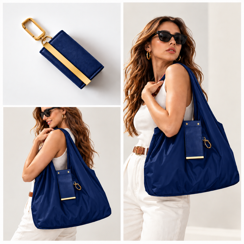 Women’s Large Tote Bag, Stylish Shoulder Handbag, Everyday Shopping & Casual Bag - Blue-3