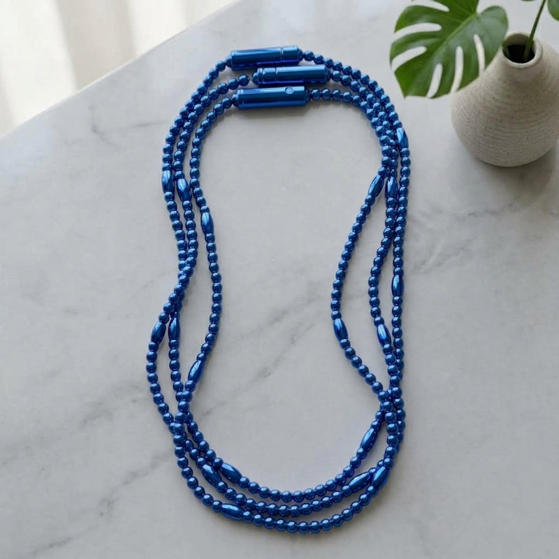 Glowing LED Bead Necklace with 3 Modes of Flasing Light - Blue Colour-1
