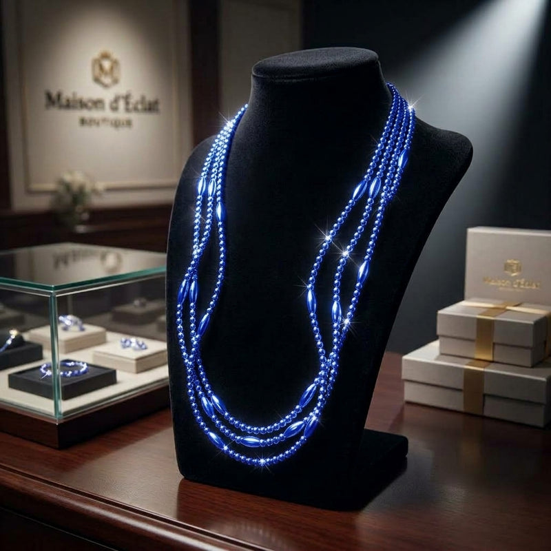 Glowing LED Bead Necklace with 3 Modes of Flasing Light - Blue Colour-5