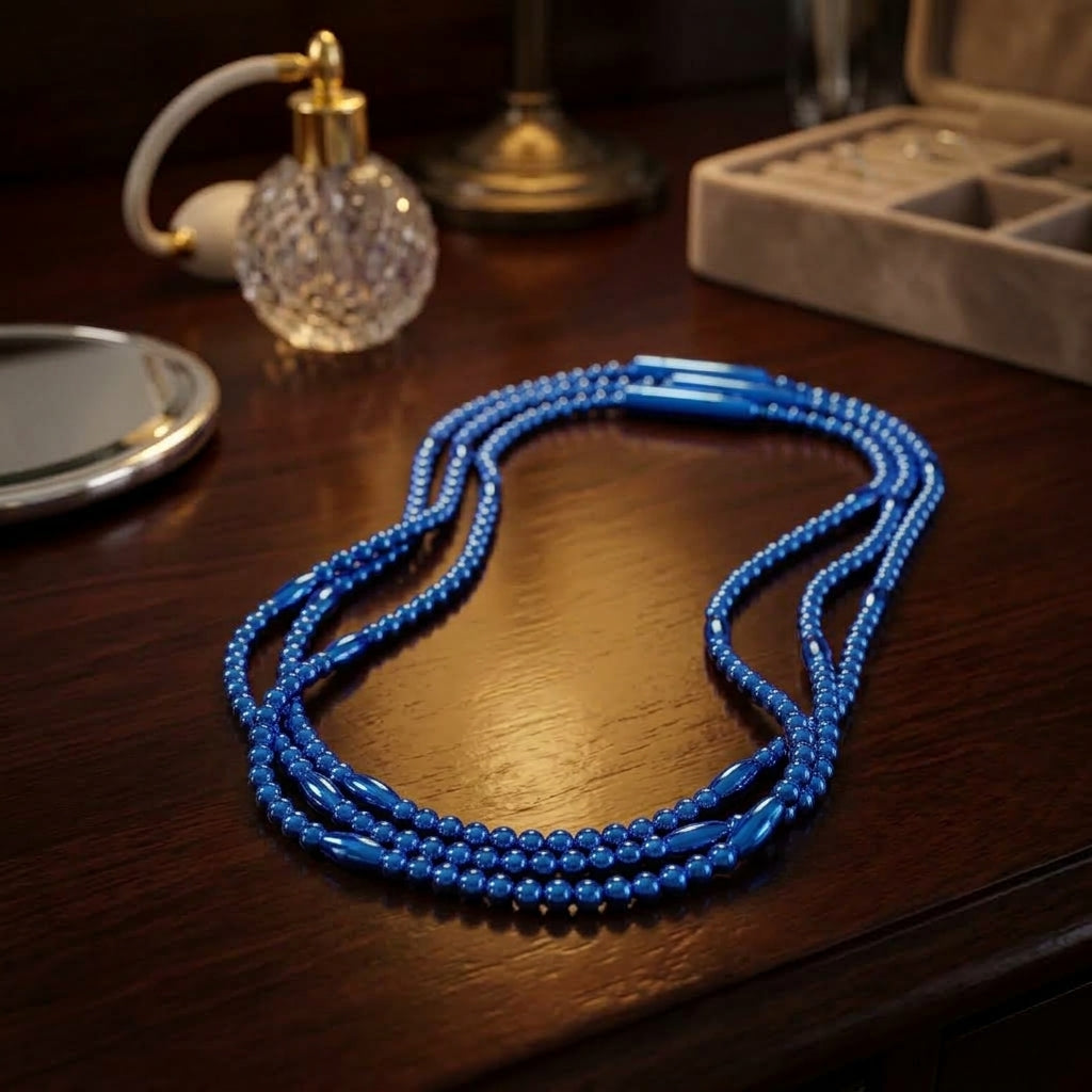 Glowing LED Bead Necklace with 3 Modes of Flasing Light - Blue Colour-6