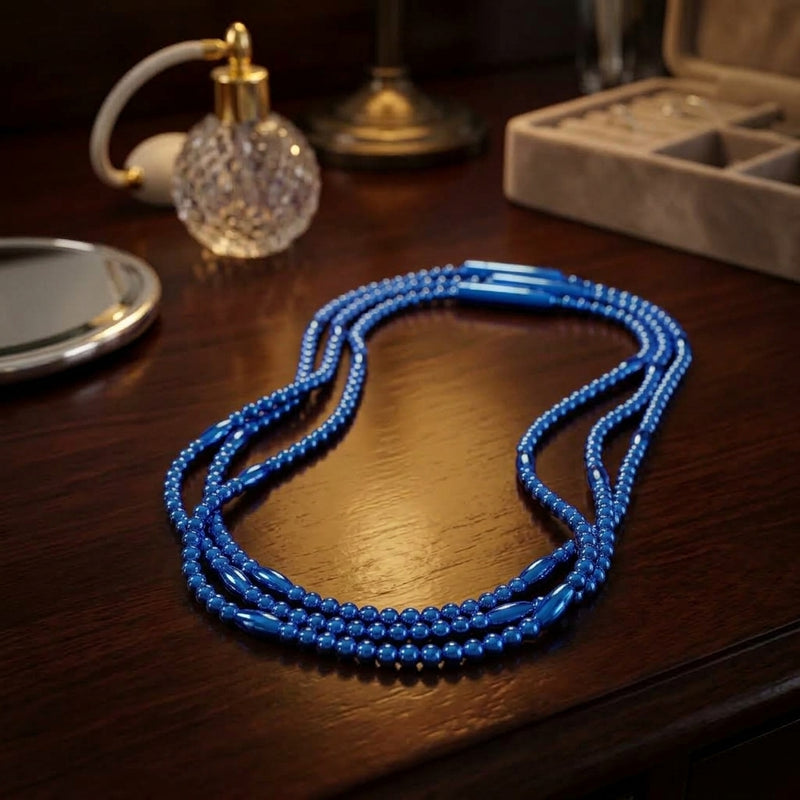 Glowing LED Bead Necklace with 3 Modes of Flasing Light - Blue Colour-6