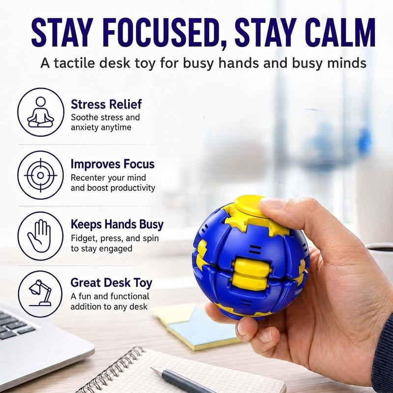 Ball Spinner Fidget Toy with Light | Sensory Stress Relief Fidget Toy for Kids & Adults - Blue Colour-1