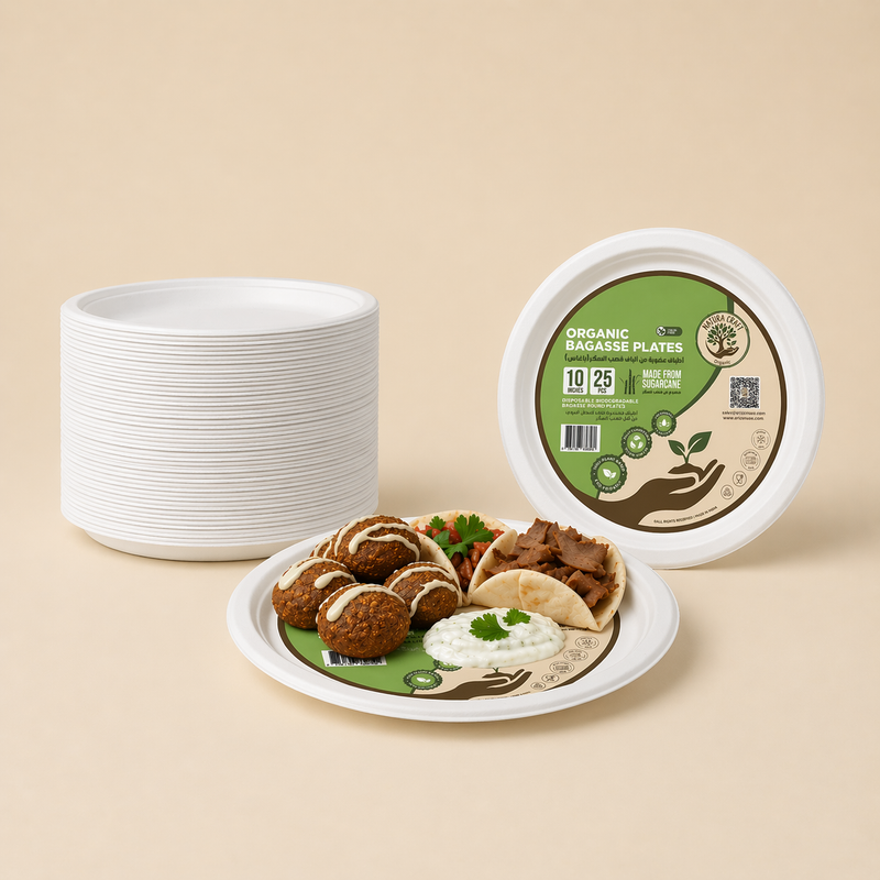 Bagasse Disposable Round Plates - 10 inch (25Pcs)-2