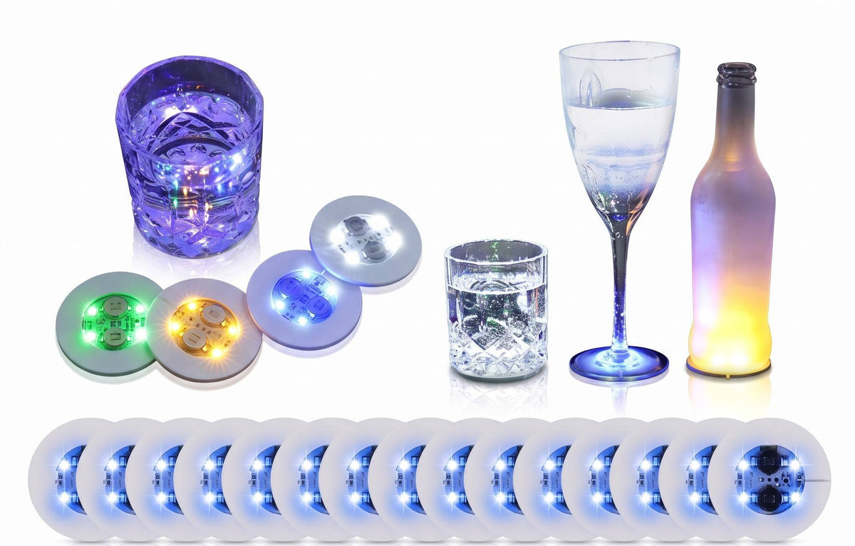 LED Light Up Coaster for Glass / Tumbler / Bottle - Blue 10pc Set-8