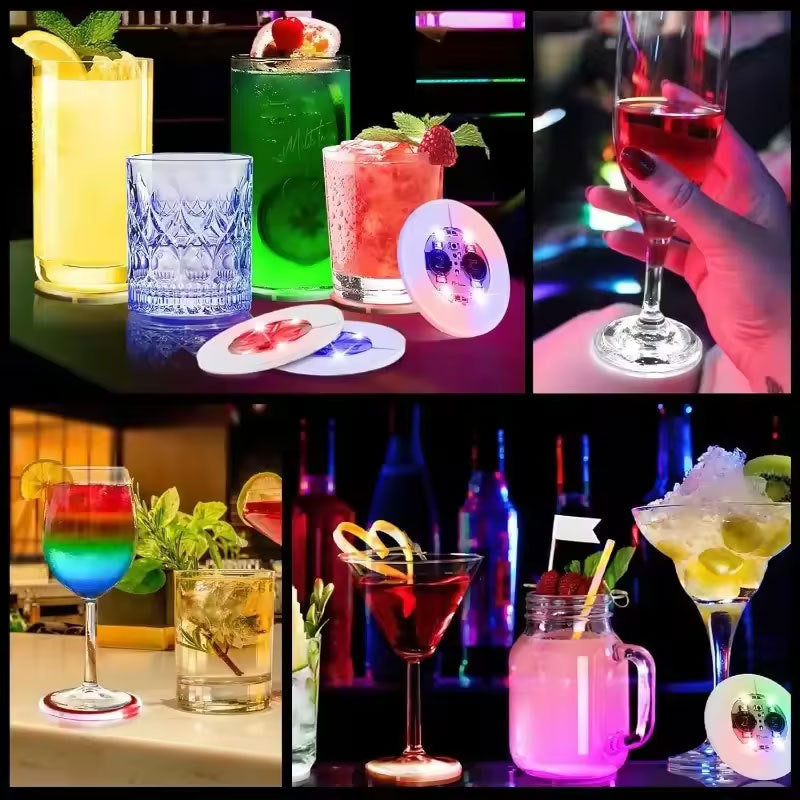 LED Light Up Coaster for Glass / Tumbler / Bottle - Yellow 10pc Set-9