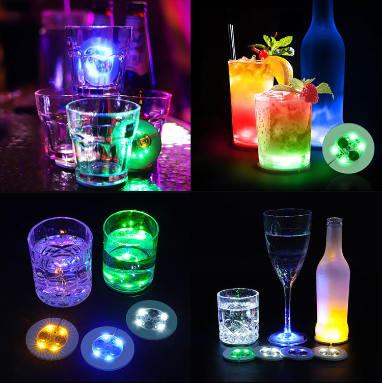 LED Light Up Coaster for Glass / Tumbler / Bottle - Yellow 10pc Set-10