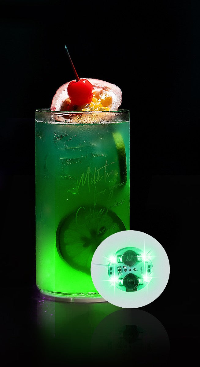 LED Light Up Coaster for Glass / Tumbler / Bottle - Green 10pc Set-3