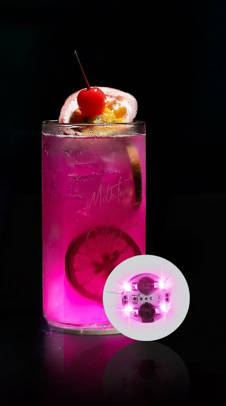 LED Light Up Coaster for Glass / Tumbler / Bottle - Pink 10pc Set-6