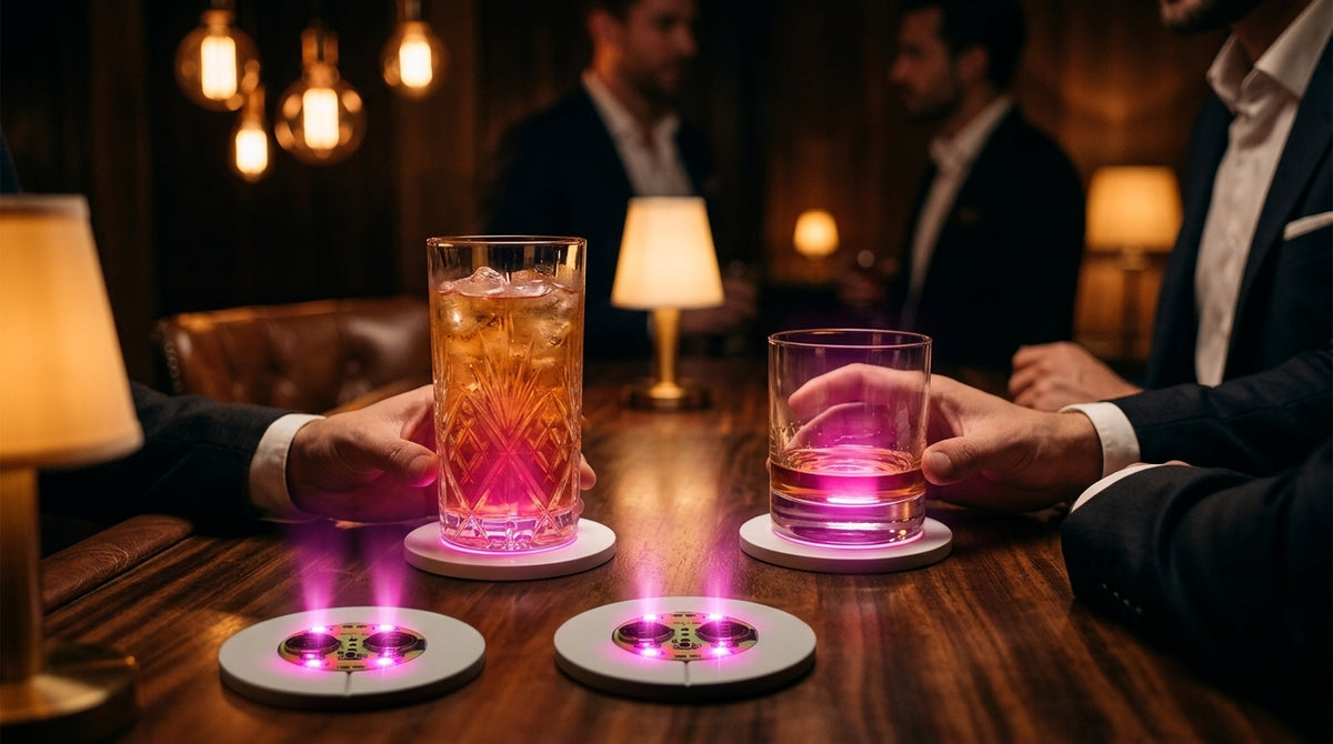 LED Light Up Coaster for Glass / Tumbler / Bottle - Pink 10pc Set-15