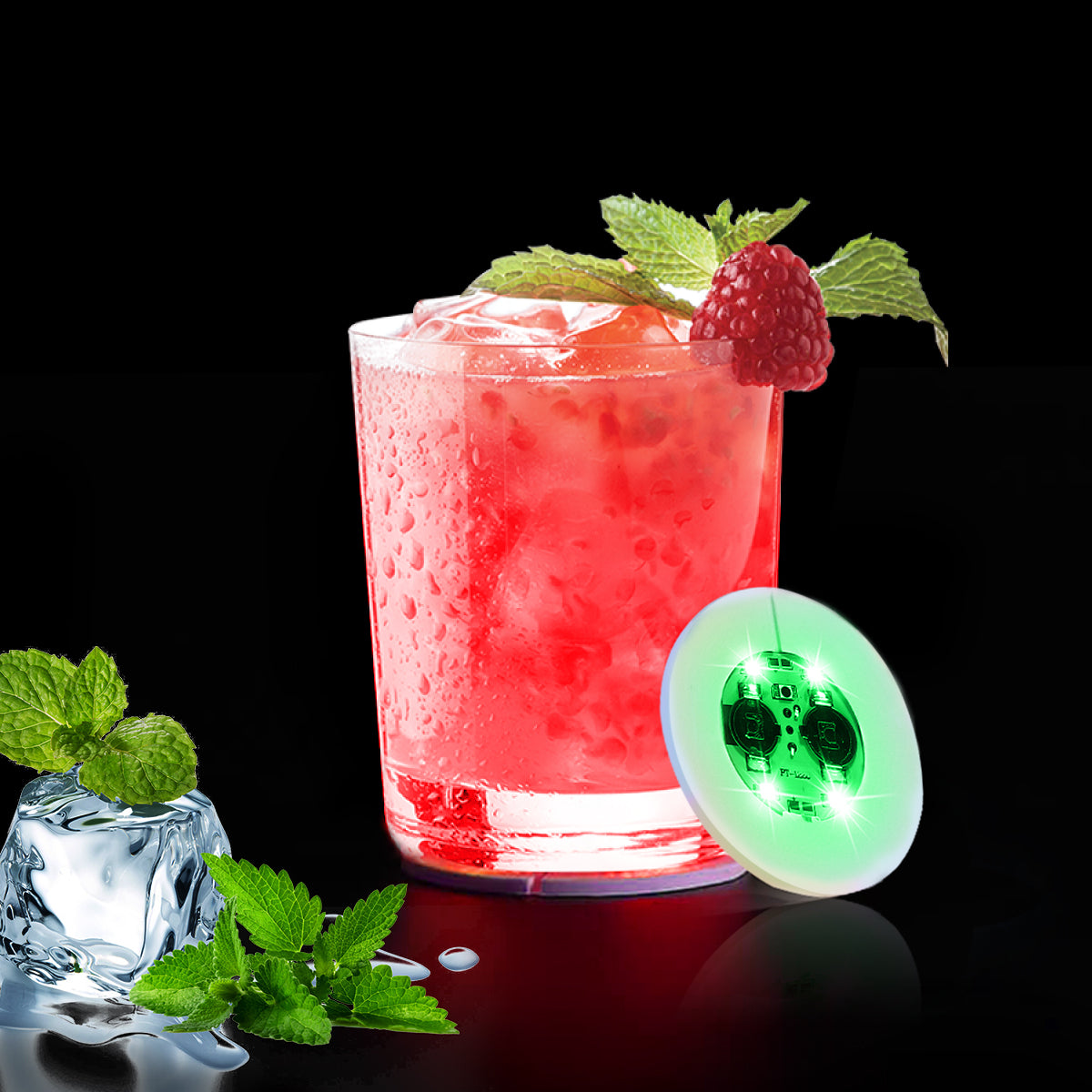 LED Light Up Coaster for Glass / Tumbler / Bottle - Red 10pc Set-3
