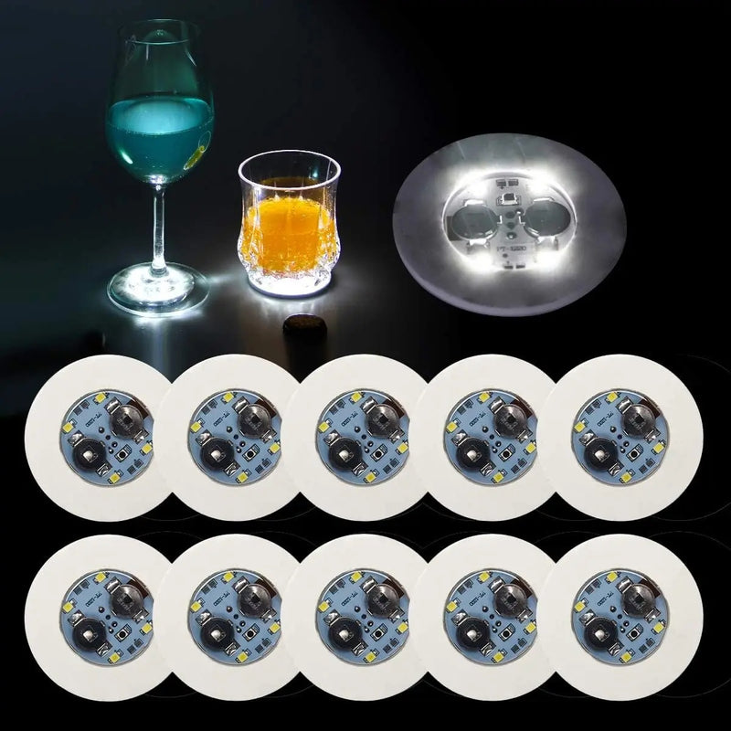 LED Light Up Coaster for Glass / Tumbler / Bottle - White 10pc Set-8