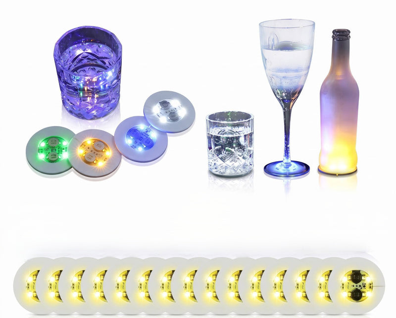 LED Light Up Coaster for Glass / Tumbler / Bottle - Yellow 10pc Set-5