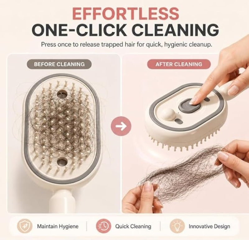 Rechargeable Electric Hair Detangling Brush with Auto Mist Spray, Red Light Therapy & One-Button Self-Cleaning: Bedge-6