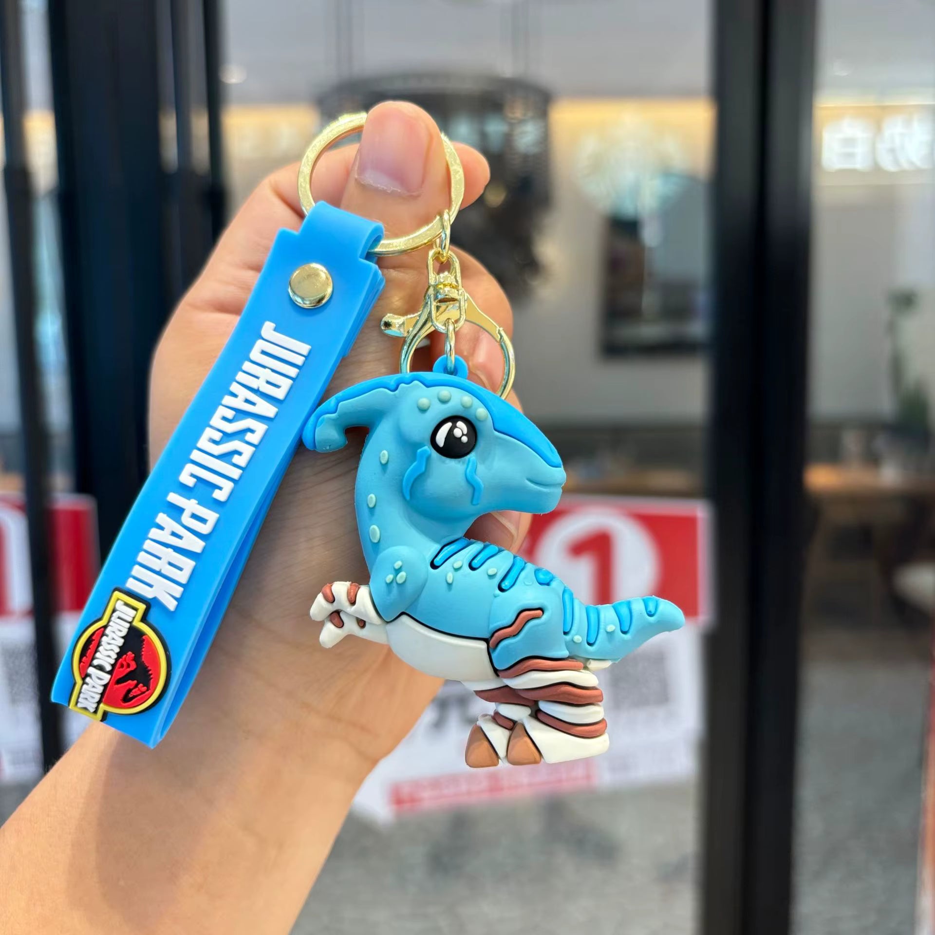Adorable Dinosaur Blue Back Neck - Bag Charm with Wrist Strap Keychain-2
