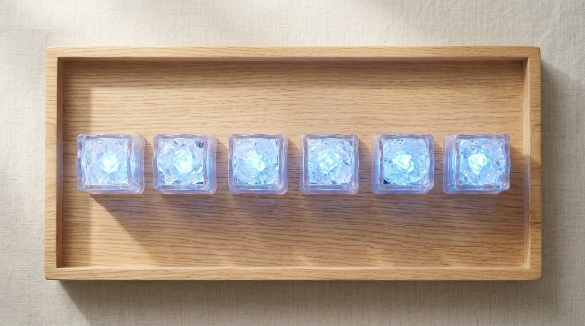 LED Light Up Glowing Cube for Drinks - Blue 6pc set-3