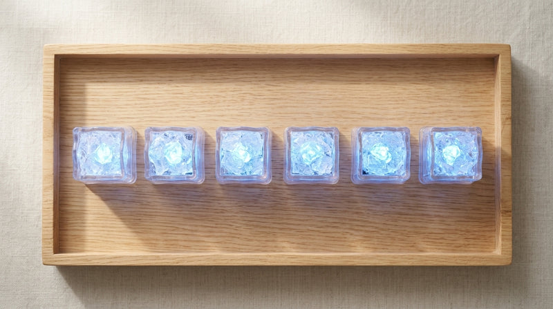 LED Light Up Glowing Cube for Drinks - Blue 6pc set-3