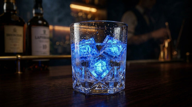 LED Light Up Glowing Cube for Drinks - Blue 6pc set-11