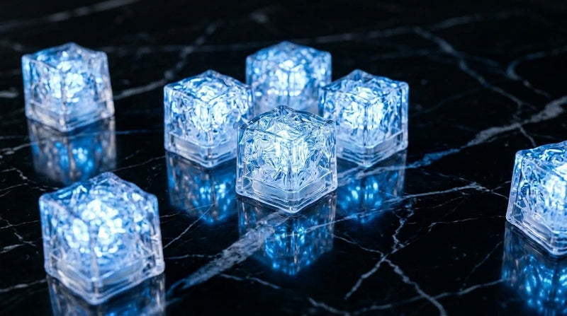 LED Light Up Glowing Cube for Drinks - Blue 6pc set-12