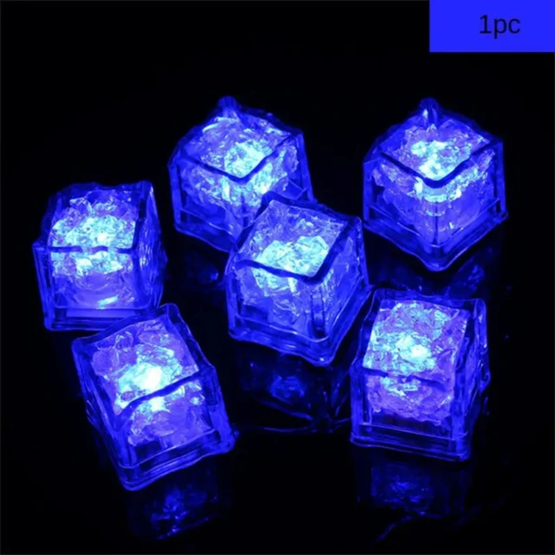 LED Light Up Glowing Cube for Drinks - Blue 6pc set-13