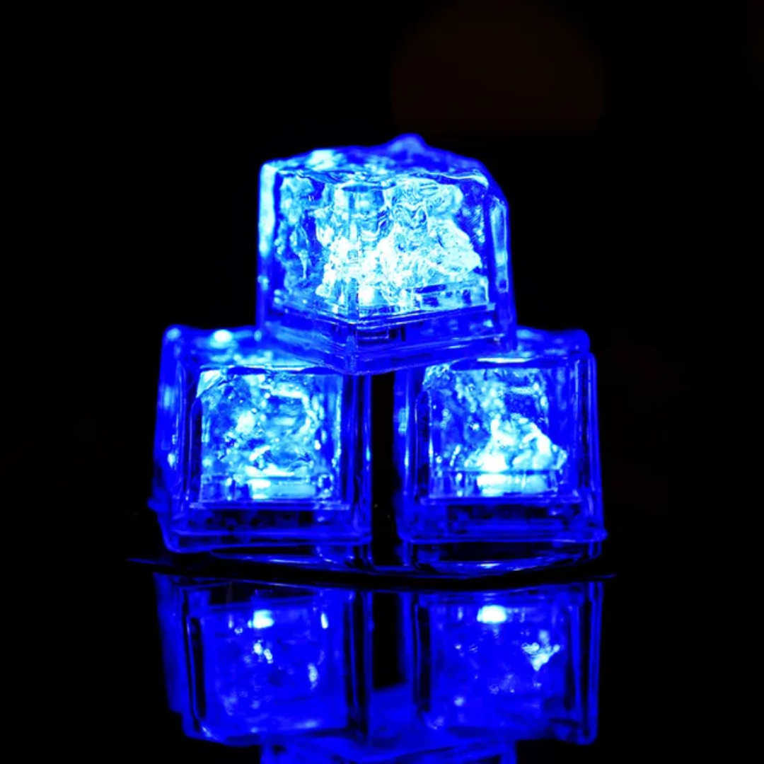 LED Light Up Glowing Cube for Drinks - Blue 6pc set-15