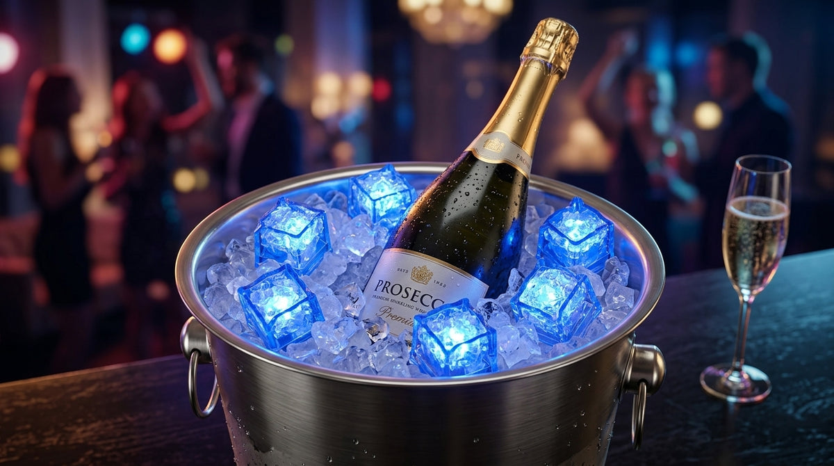 LED Light Up Glowing Cube for Drinks - Blue 6pc set-7