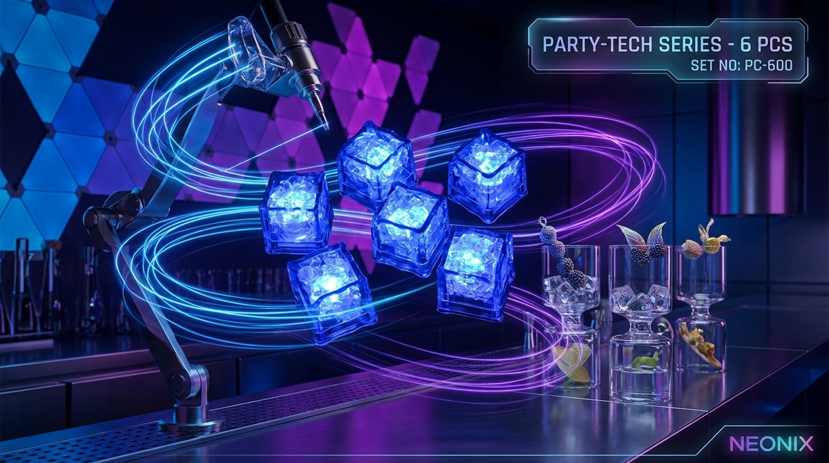 LED Light Up Glowing Cube for Drinks - Blue 6pc set-8