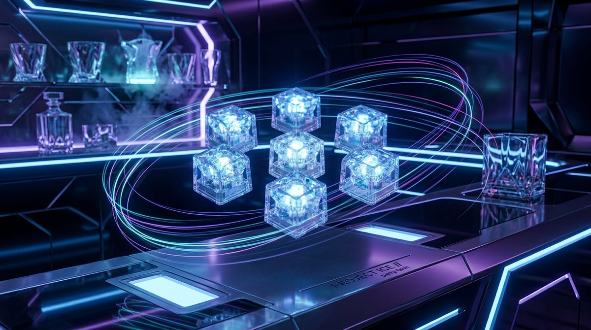 LED Light Up Glowing Cube for Drinks - Blue 6pc set-9